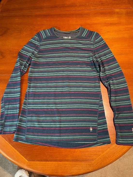 Smartwool Merino 250 long sleeve colorful striped base layer shirt size XL - Picture 1 of 5